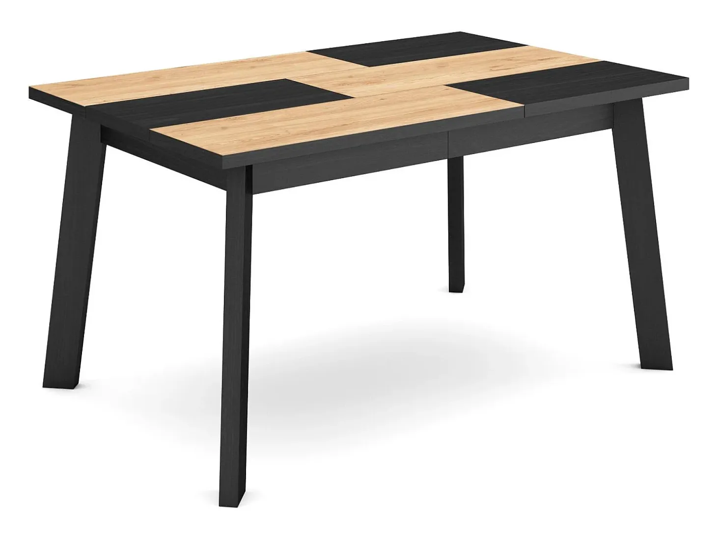 Mesa Comedor, 140x90x75cm, Para 6 comensales, Patas de madera, Roble y negro