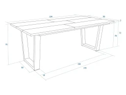 Mesa Comedor, 194x90x74cm, Para 10 Comensales, Muebles Comedor, Roble y negro