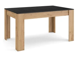 Mesa Comedor, 140x90x76cm, Para 6 comensales, Muebles Comedor, Negro y roble