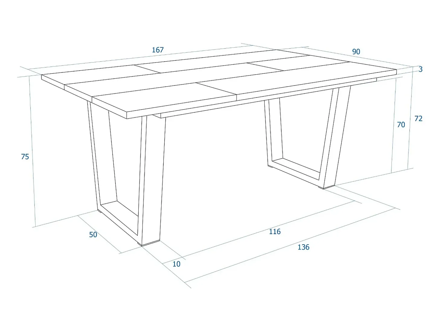 Mesa Comedor, 167x90x74cm, Para 8 Comensales, Muebles Comedor, Negro