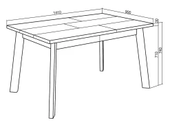 Mesa Comedor, 140x90x75cm, Para 6 comensales, Patas de madera, Roble