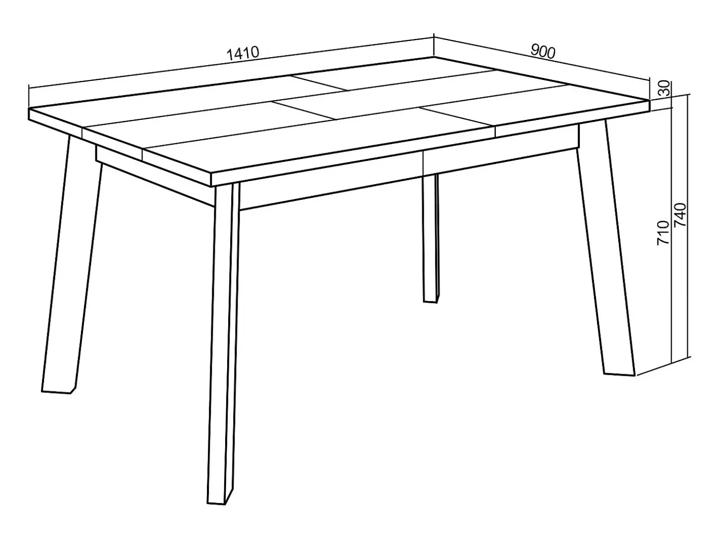 Mesa Comedor, 140x90x75cm, Para 6 comensales, Patas de madera, Roble y negro