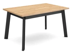 Mesa Comedor, 140x90x75cm, Para 6 comensales, Patas de madera, Roble y negro