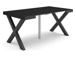 Mesa Consola extensible, 160x90x73cm, Para 8 comensales, Patas madera maciza, Negro
