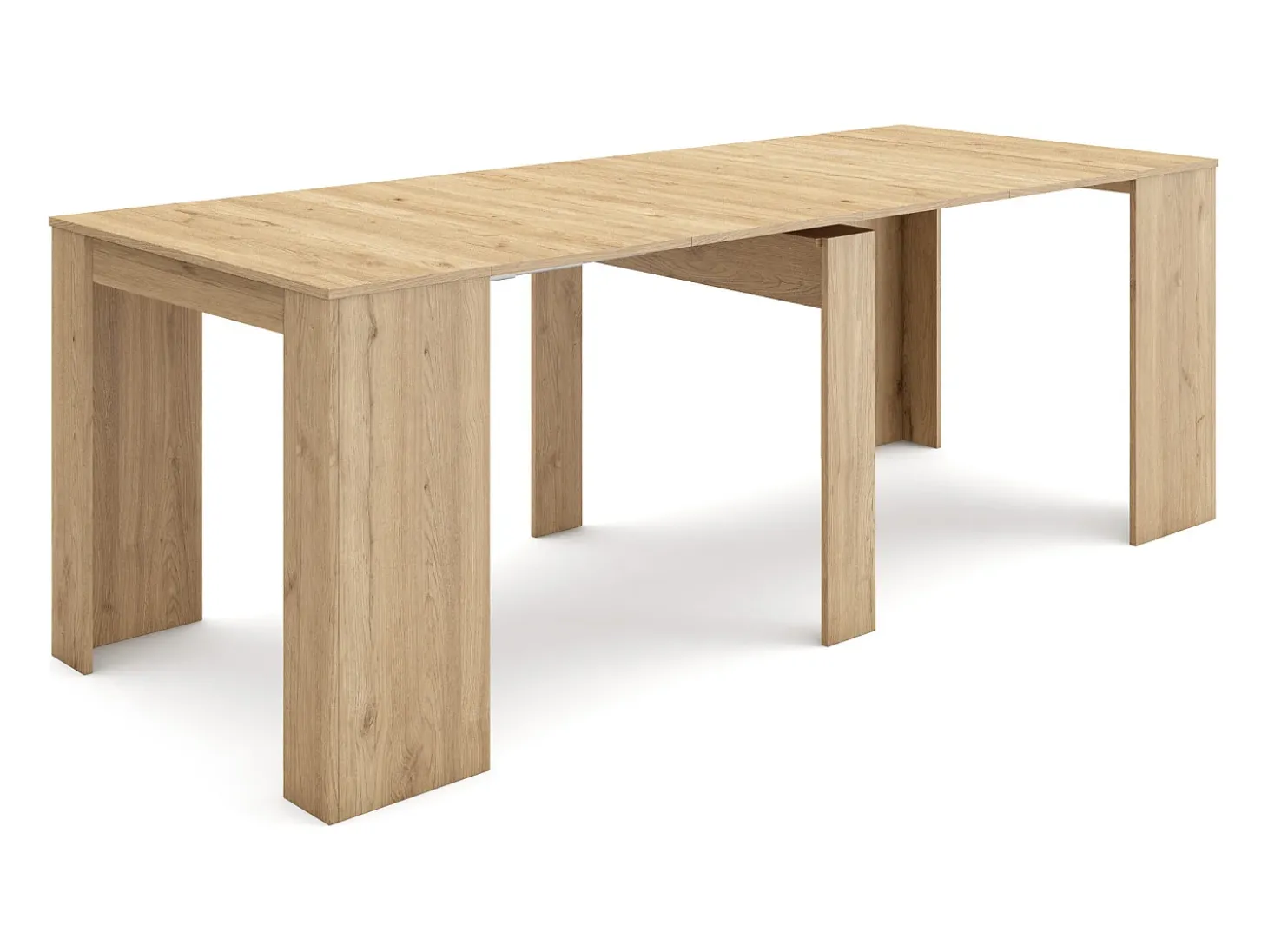 Mesa Consola extensible, 222x90x77cm, Para 10 comensales, Comedor y cocina, Roble