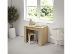 Mesa Consola extensible, 222x90x77cm, Para 10 comensales, Comedor y cocina, Roble