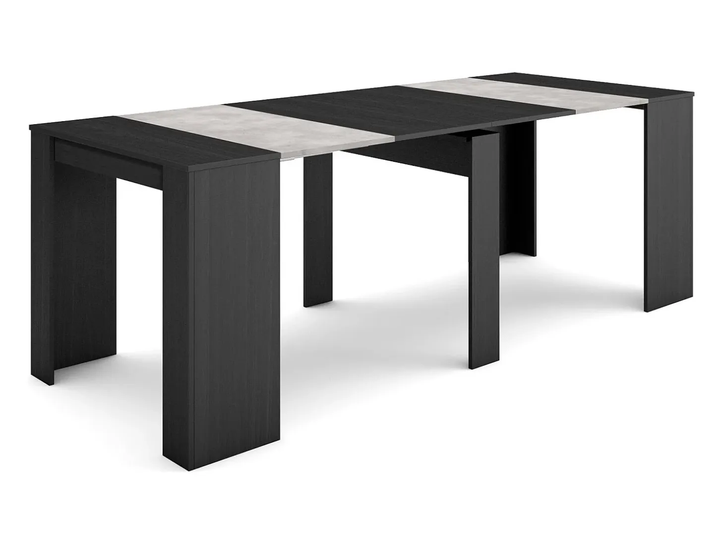 Mesa Consola extensible, 222x90x77cm, Para 10 comensales, Comedor y cocina, Negro