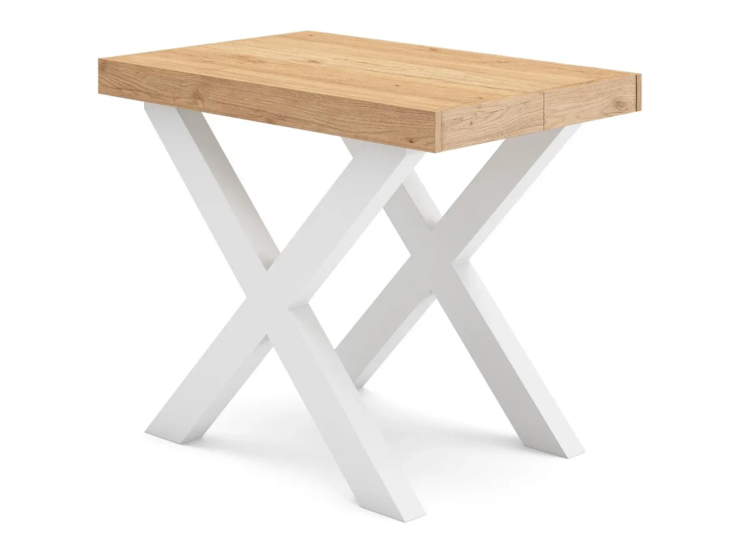 Mesa Consola extensible, 140x90x73cm, Para 6 comensales, Patas madera maciza, Roble