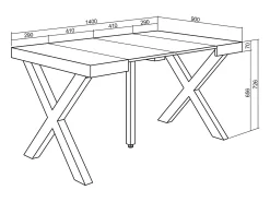 Mesa Consola extensible, 140x90x73cm, Para 6 comensales, Patas madera maciza, Roble