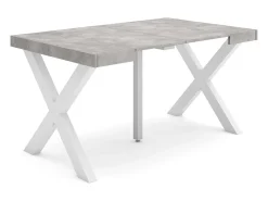 Mesa Consola extensible, 140x90x73cm, Para 6 comensales, Patas madera maciza, Cemento