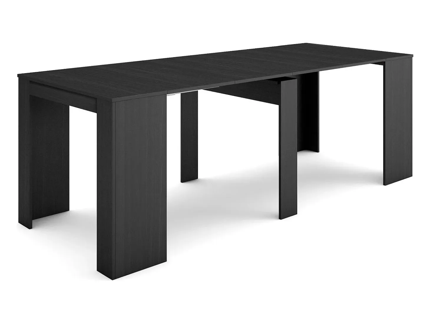 Mesa Consola extensible, 222x90x77cm, Para 10 comensales, Comedor y cocina, Negro