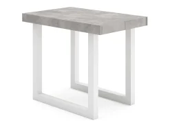 Mesa Consola extensible, 160x90x73cm, Para 8 comensales, Patas madera maciza, Blanco y Cemento