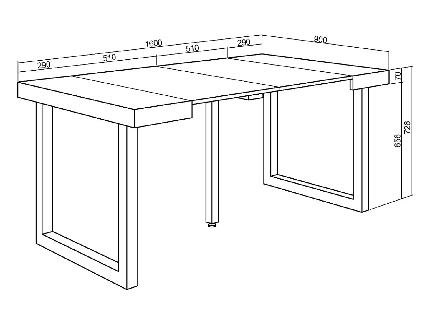 Mesa Consola extensible, 160x90x73cm, Para 8 comensales, Patas madera maciza, Blanco y Cemento