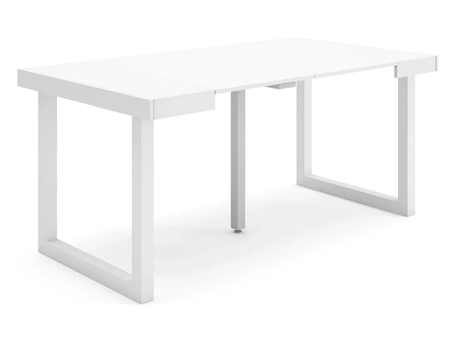 Mesa Consola extensible, 160x90x73cm, Para 8 comensales, Patas madera maciza, Blanco