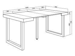Mesa Consola extensible, 160x90x73cm, Para 8 comensales, Patas madera maciza, Blanco