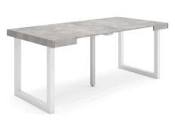 Mesa Consola extensible, 180x90x73cm, Para 8 comensales, Patas madera maciza, Cemento