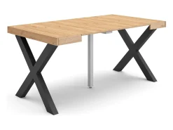 Mesa Consola extensible, 160x90x73cm, Para 8 comensales, Patas madera maciza, Roble