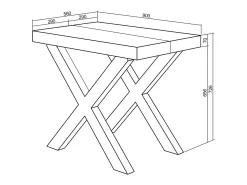 Mesa Consola extensible, 180x90x73cm, Para 8 comensales, Patas madera maciza, Blanco y Cemento