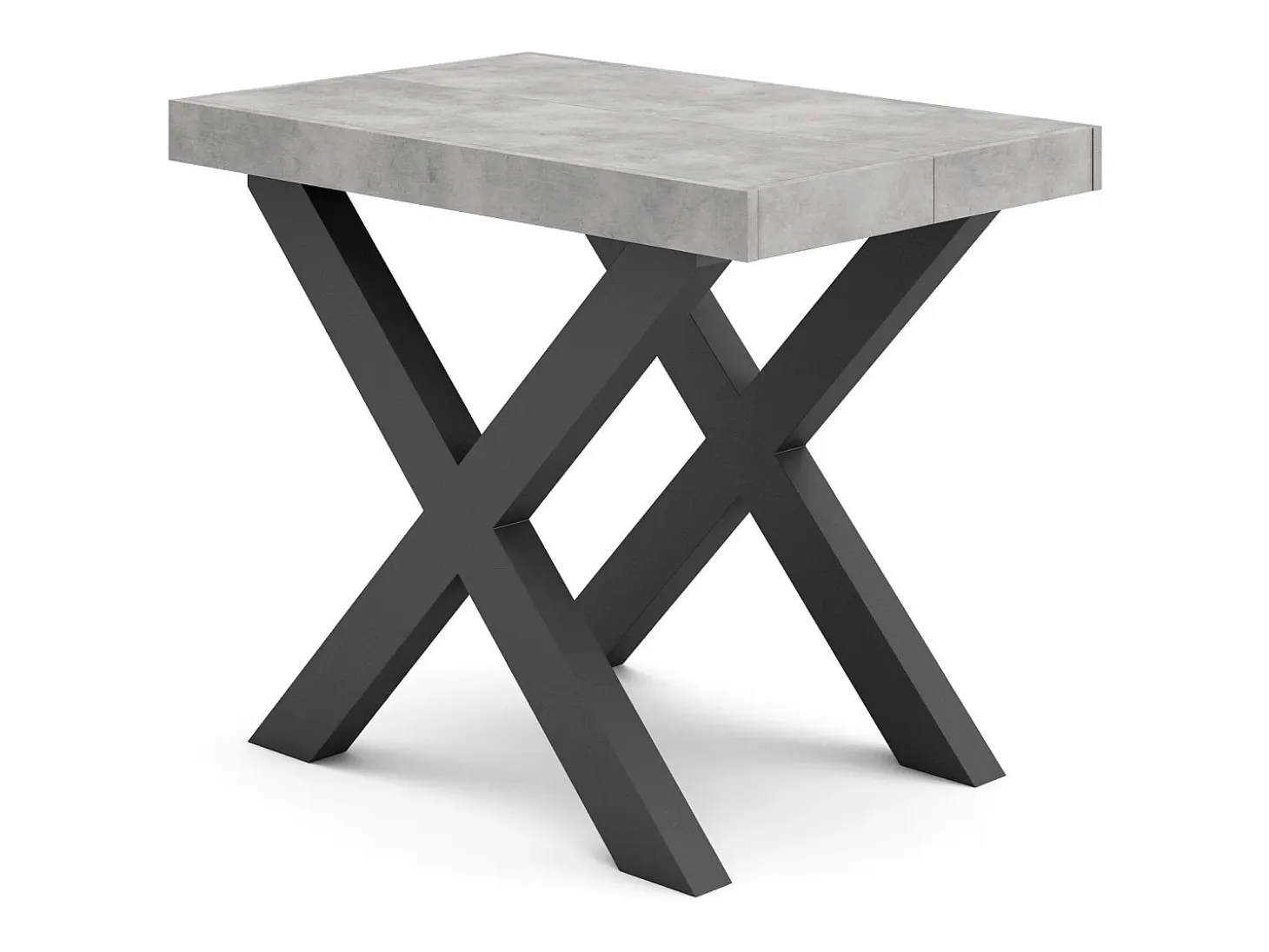 Mesa Consola extensible, 160x90x73cm, Para 8 comensales, Patas madera maciza, Cemento