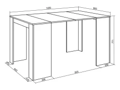 Mesa Consola extensible, 140x90x77cm, Para 6 comensales, Comedor y cocina, Negro