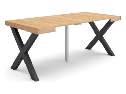 Mesa Consola extensible, 180x90x73cm, Para 8 comensales, Patas madera maciza, Roble