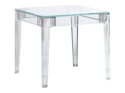 Mesa cuadrada de cristal con patas transparentes (80x80) - Ghost - Transparente
