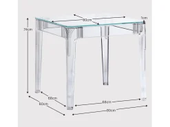 Mesa cuadrada de cristal con patas transparentes (80x80) - Ghost - Transparente