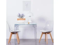 Mesa cuadrada de cristal con patas transparentes (80x80) - Ghost - Transparente