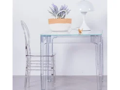 Mesa cuadrada de cristal con patas transparentes (80x80) - Ghost - Transparente