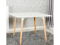 Mesa cuadrada de diseño escandinavo cocina comedor madera 80x80cm Wooden - Blanco