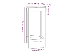 Mesa de bar blanca 50x50x110 cm madera maciza de pino
