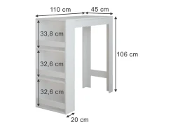 Mesa de bar blanco 45x110x106 repose