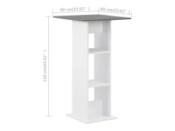 Mesa de bar Blanco y gris antracita 60x60x110 cm