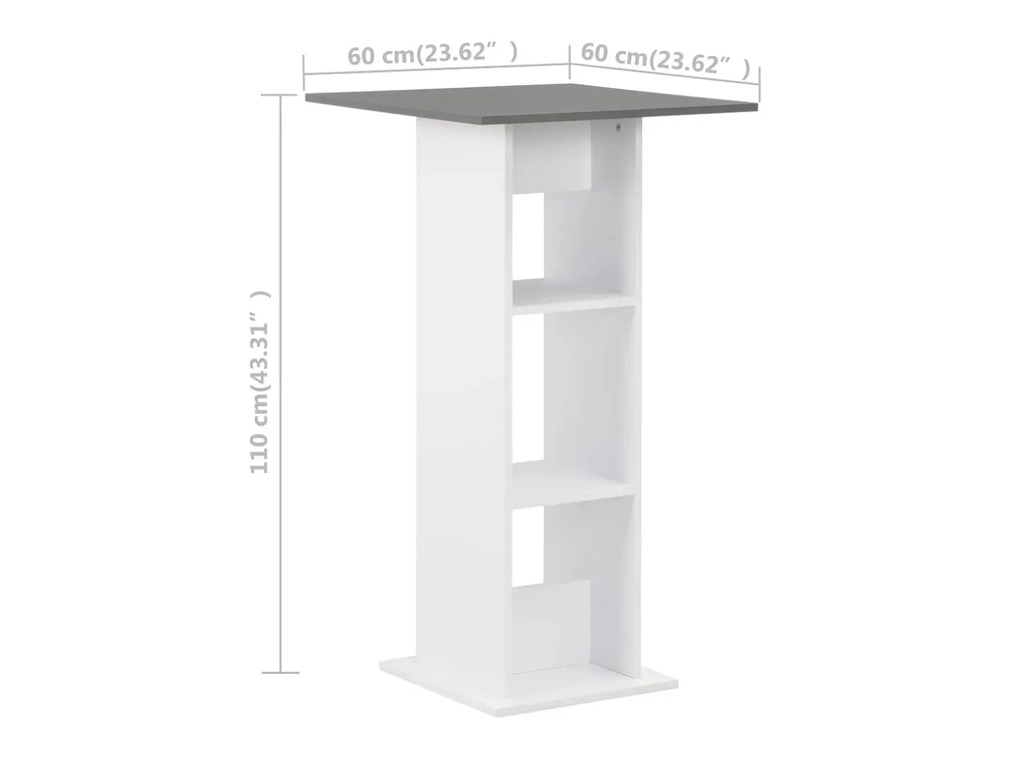 Mesa de bar color blanco y gris antracita 60x60x110 cm