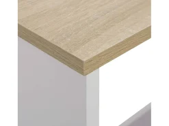 Mesa de bar con 2 encimeras blanca y roble 130x40x120 cm