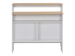Mesa de bar con 2 encimeras blanca y roble 130x40x120 cm