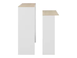 Mesa de bar con 2 encimeras blanca y roble 130x40x120 cm