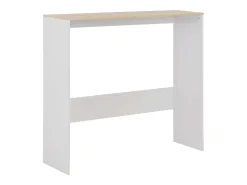 Mesa de bar con 2 encimeras blanca y roble 130x40x120 cm
