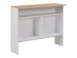 Mesa de bar con 2 encimeras blanca y roble 130x40x120 cm