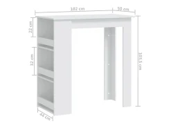 Mesa de bar con almacenaje blanca 102x50x103,5 cm Madera de ingeniería