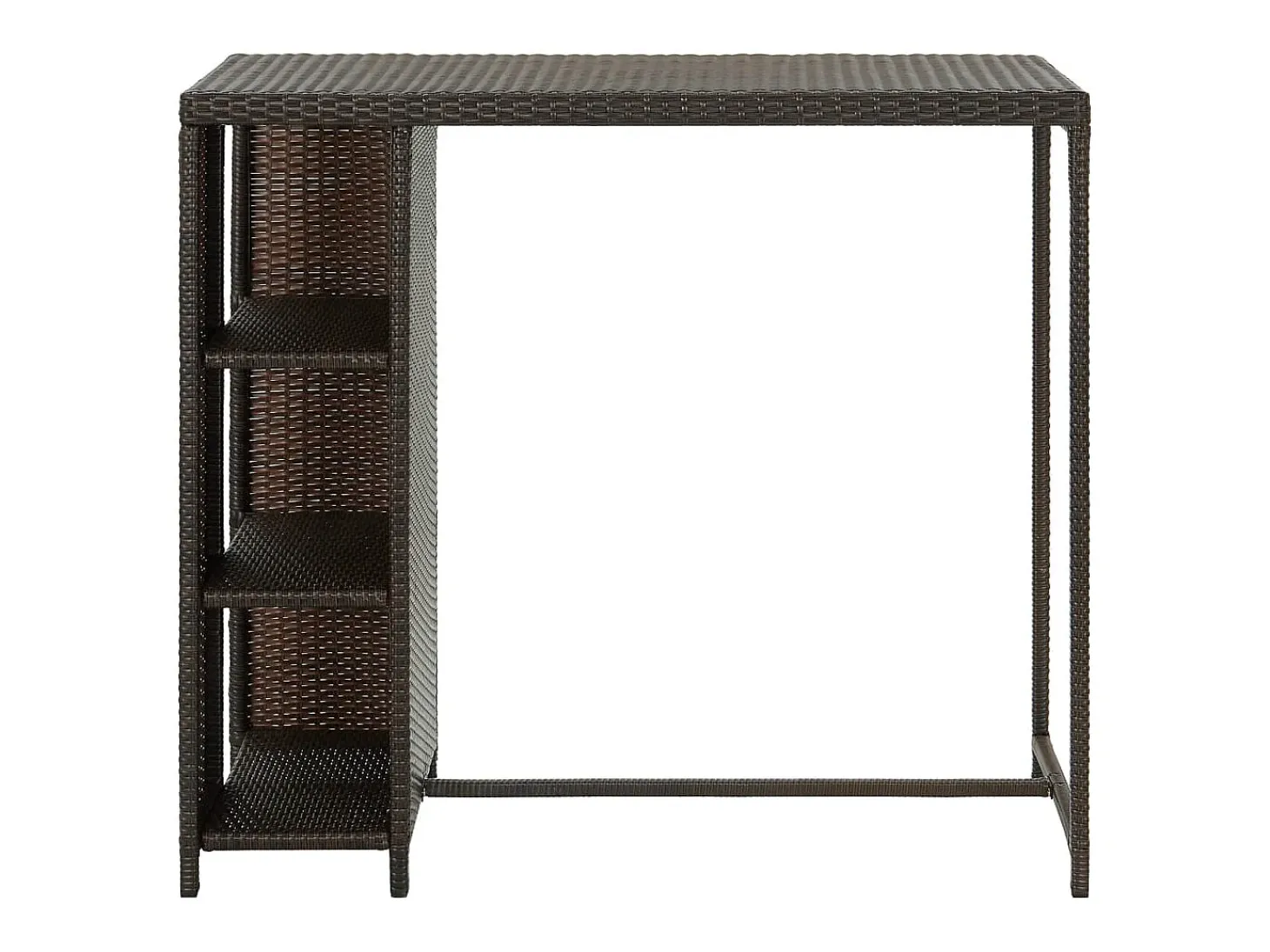 Mesa de bar con almacenaje Marrón 120x60x110 cm Mimbre de resina
