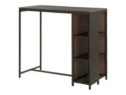 Mesa de bar con almacenaje Marrón 120x60x110 cm Mimbre de resina