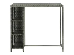 Mesa de bar con almacenaje Gris 120x60x110 cm Mimbre de resina