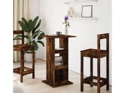 Mesa de bar con almacenamiento de madera de ingeniería de roble ahumado