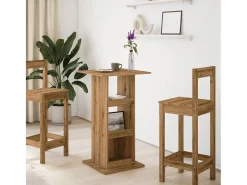 Mesa de bar con almacenamiento, roble artesanal, madera de ingeniería.