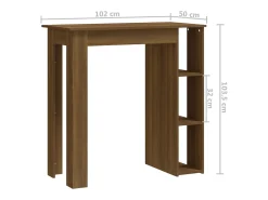 Mesa de bar con estante de madera de ingeniería de roble marrón
