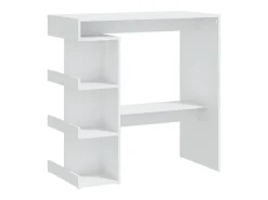 Mesa de bar con estante de almacenamiento de madera de ingeniería blanca