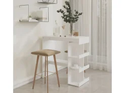 Mesa de bar con estante de almacenamiento de madera de ingeniería blanca