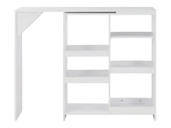 Mesa de bar con estantería móvil blanca 138x39x110 cm
