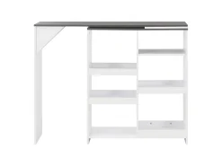 Mesa de bar con estantería móvil blanca 138x39x110 cm ES852712